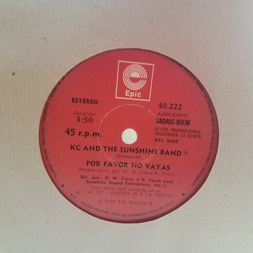 Kc And Sunshine Band - Por Favor No Vayas Simple Promo - Mb