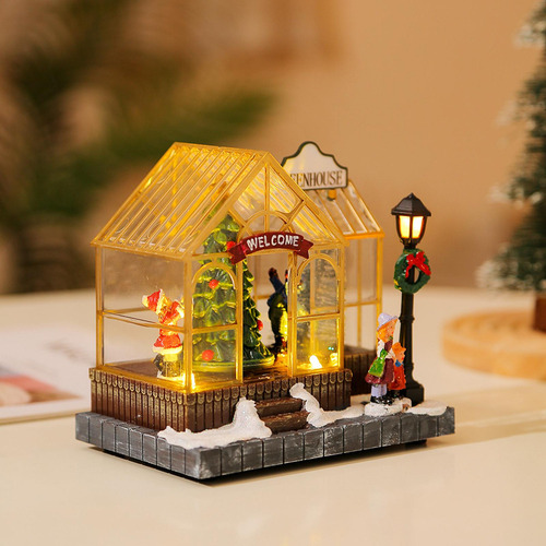 D Casa De Navidad De Mesa Led, Casas De Pueblo Con Escena