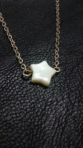 Collar Joya Fina Con Estrella Ostra 1x1cm Cadena Plata 925
