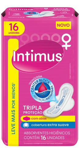 Absorvente Intimus Tripla Proteção Extra Suave Com Abas 16un