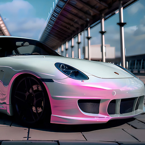 Vinil Automotriz Full Wrap Textura Iridiscente 1.52x18 Mts Color Glossy White To Pink
