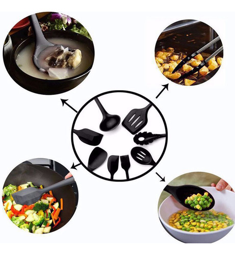 Juego De Utensilios De Cocina De Silicona De 10 Piezas Con A