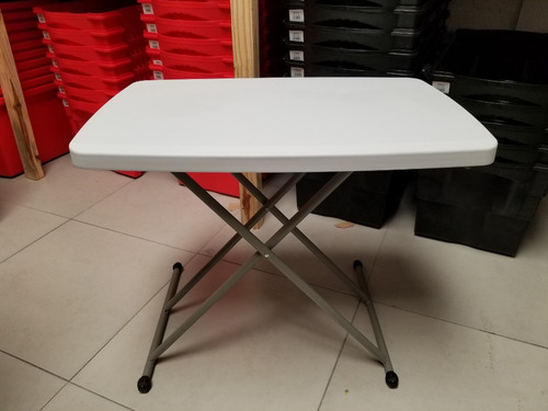 Mesa Plegable Camping Jardin Balcon Metal Y Pvc Blanca