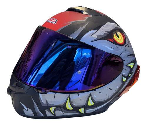 Casco Moto Pista Nzi Trendy Combo Dos Visores En Color Raptor Negro Gris Rojo Mate Diseño Colores Tamaño Del Casco Xxl