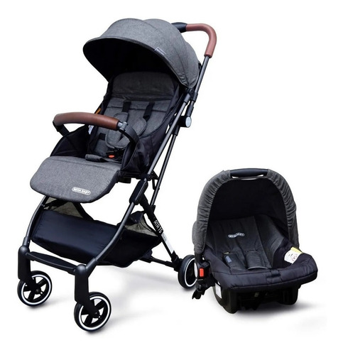 Cochecito de paseo Mega Baby Ata travel system 1 gris con chasis color negro