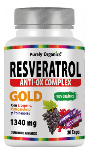 Resveratrol Anti-ox Complex Gold Antioxidante 30 Cápsulas Sin sabor