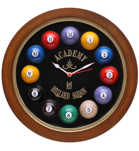 Relógio Decorativo Kg De Parede Em Fibra - Billiard Preto