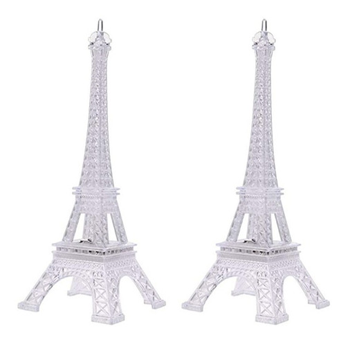 Torre Eiffel Paris Plástico Transparente Luz Led 25cm