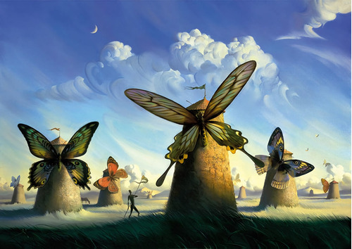 Cuadro Canvas Mariposas Y Molinos Dali Surrealismo Arte