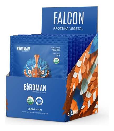 Birdman Falcon Protein Multipack 12 Sobres 30gr C/u Proteína Vegana Sabor Chai