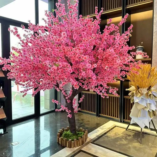 10 Ramos De Flor Artificial Cerejeira Grande Flor De Pêssego Rosa