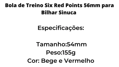 Bola de Treino Six Red Points 54mm aprenda efeitos sinuca bilhar