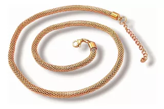 Cadena Serpiente Para Mujer De Acero Enchapado En Oro 18 K.