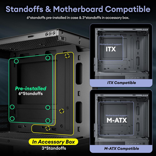 Okinos Aqua 3, Micro Atx Case, Matx Pc Case Con 3 X 120 Mm D