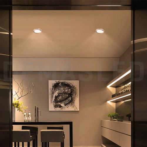 Plafón Aplique Led Bajo Consumo Redondo Niquel 18w 22cm Blanco Cálido 1440lm Demasled Apl-03ww-b2-nkl