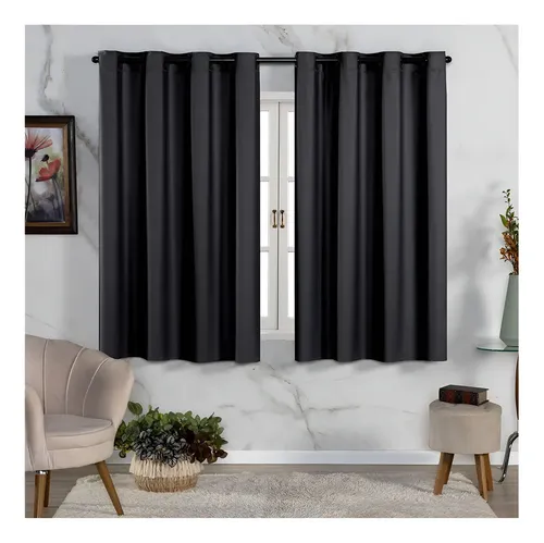 Fêffo Cortinas Cortina Blackout De Pvc 2,20m X 1,30m Preto Corta LuzP