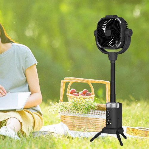 Ventilador De Camping, Ventilador De Suelo Recargable Negro