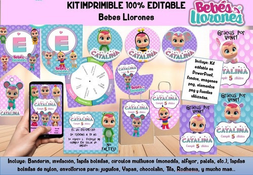 Kit Imprimible Candy Bar Bebes Llorones 100% Editable