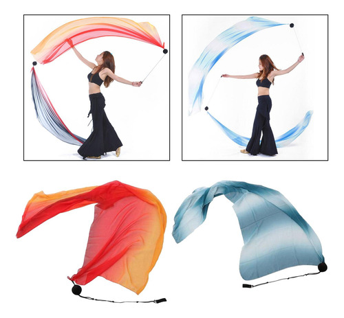 2x Bolas De Tiro Poi De Seda Para Danza Del Vientre,