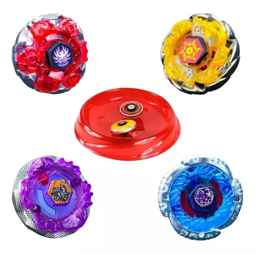 Batalha Beyblade Kit Com 4 Peões Mini Arena ul Ou Vermelha - Speed