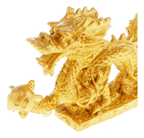 Dragón Dorado Con Base Estatuilla Coleccionable Estatua