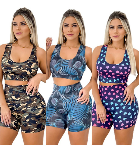 Conjuntos 6 Short E 6 Top Roupas De Academia Atacado+ Brinde