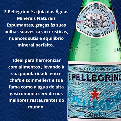 Água Italiana San Pellegrino Com Gás 250ml Kit 6 Unidades