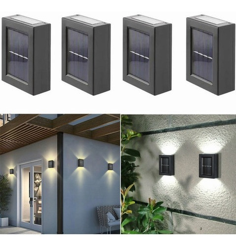 4 X Arandela Solar Slim 2 Focos Luminaria Parede Externo Ip6