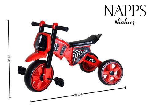 Triciclo Cochecito Infantil Nappsbabies Color Rojo