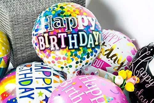 Sharlity Happy Birthday Foil Mylar Helium Balloon, 18 Round Foil Balloon,  Pack of 30