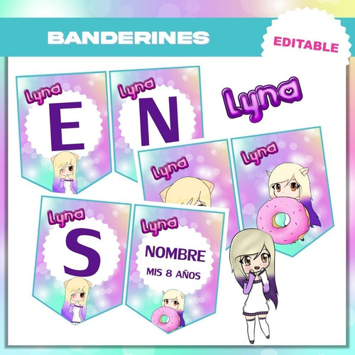 Kit Imprimible Lyna Youtuber Deco Y Candy 100% Editable