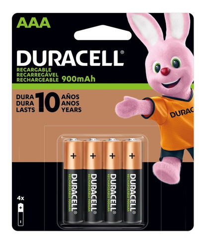 Pila Recargable Aaa Duracell 900 Mah Con 4 Piezas