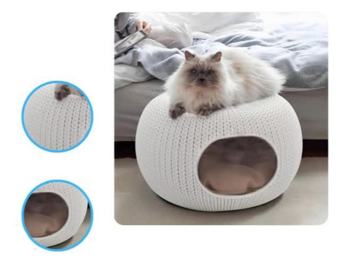 Cama Cueva Para Gatos + Colchoneta Interna & Cojín D Asiento