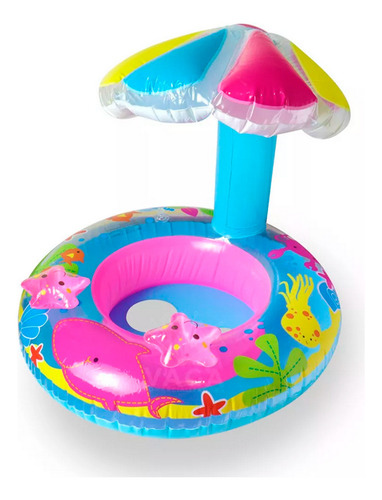 1 Silla Inflable Flotador Con Aro Y Sombrilla Para Bebes