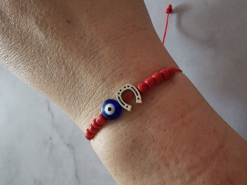 Pulsera Herradura Ojo Turco Amuleto Energia Positiva Rojo 15 Cm 30 Cm