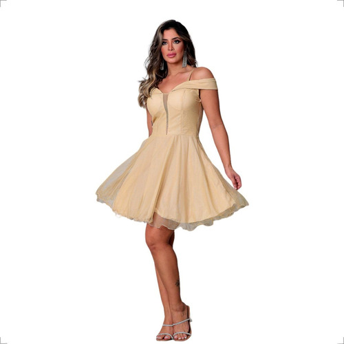 Vestido Debutante Festa Curto Rodado Brilho Várias Cores