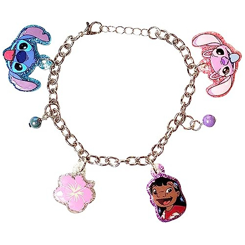 Pulsera De Lilo Y Stitch De 7  Charms De Metal - Disney...