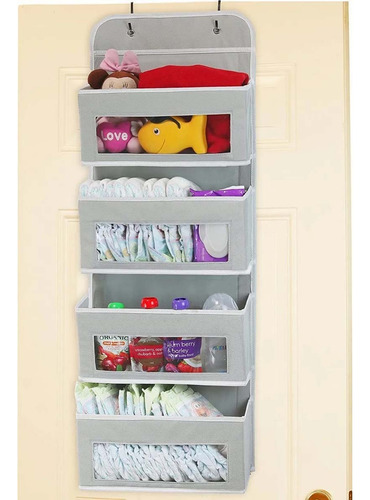 Organizador Bolsillo 4 Transparentes Compartimentos Ventanas Gris