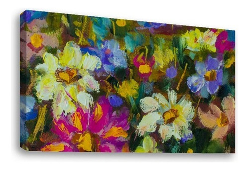 Cuadro Decorativo Canvas Abstracto Artistíco Color Flores-blancas-rosa-azules-pintura
