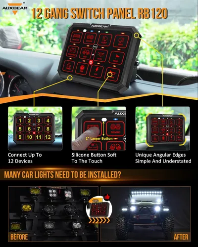 Panel De Conmutación Auxbeam Rb120 De 12 Bandas Que Conmuta