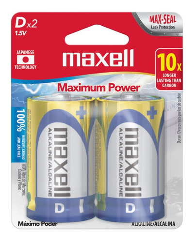 Pilas Grandes Maxell D Lr20 Blister De 2 Unidades