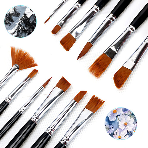 Kit Com 12 Pincel Aquarela Profissional Escolar Para Pintura