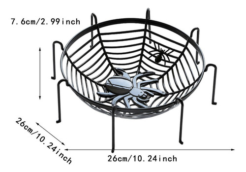 Cesta De Telaraña Para Dulces De Halloween Negra Con Soporte
