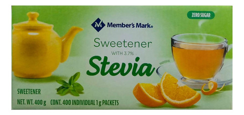 Edulcorante Con Stevia Member's Mark Con 400 Sobres De 1 G