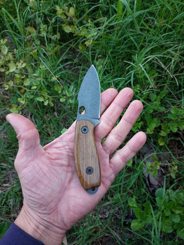 Cuchillo Artesanal Táctico Edc Acero 1070 Funda Cuero Gris