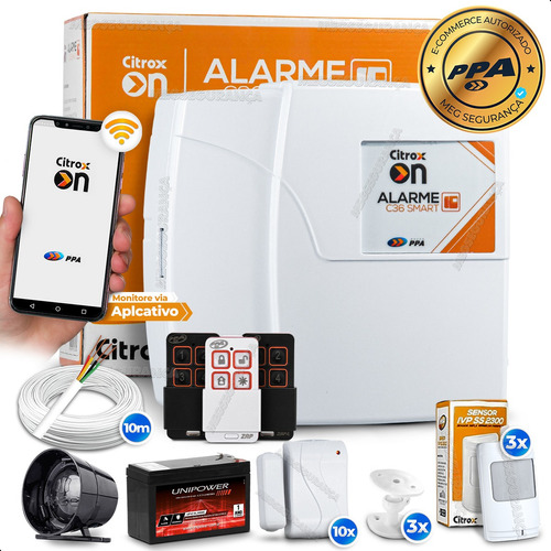 Kit Alarme Sem Fio Ppa On App Wifi 13 Sensor Bateria Sirene