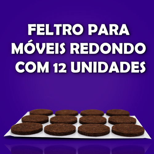 Imagem 2 de 4 de Kit 12pçs Protetor Feltro Moveis Pé Portas 123 Útil