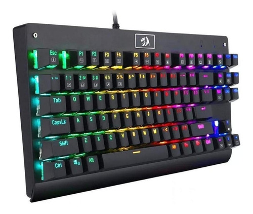 Imagem 2 de 4 de Teclado gamer Redragon Dark Avenger K568RGB QWERTY Outemu Brown português Brasil cor preto com luz RGB