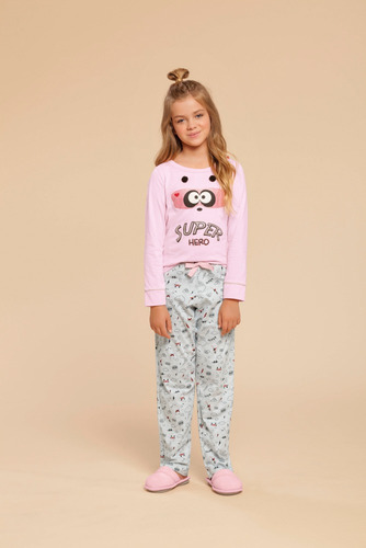 Pijama Manga Longa Infantil Feminino Com Capa Ref - 014914