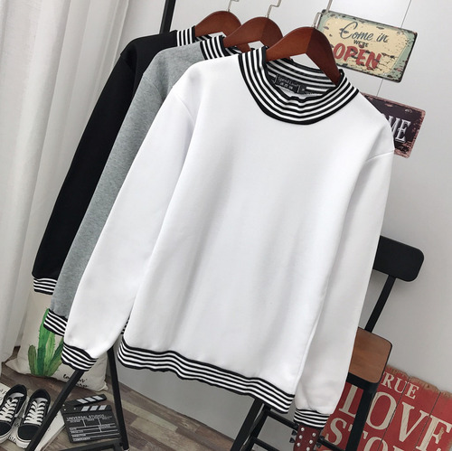 Sudadera Con Capucha Y Cuello A Rayas Para Hombre